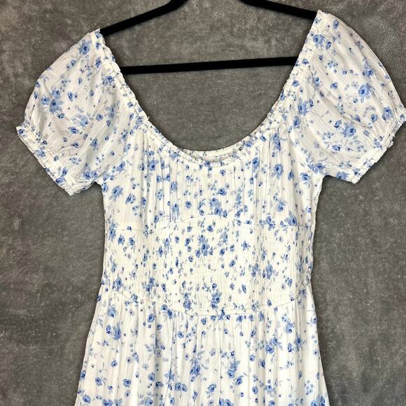 Aeropastale Floral Scoop-Neck Midi Dress Womens L Front Slit Cap Sleeves NWT - Picture 3 of 10